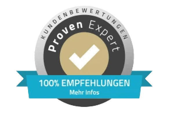 David Bachmeier besitzt das Siegel von Proven Expert für 100% Empfehlung.